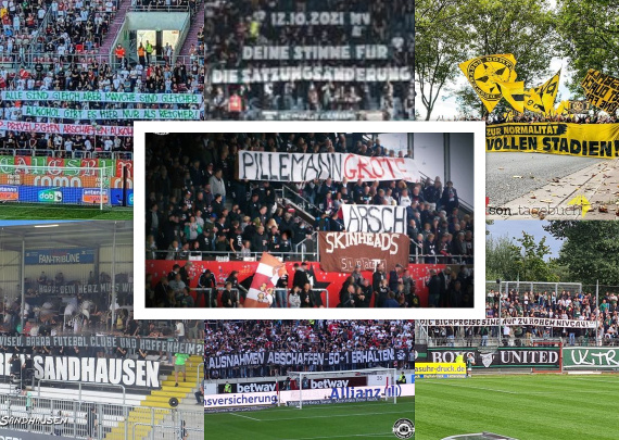 Spruchbänder vom aktuellen Spieltag