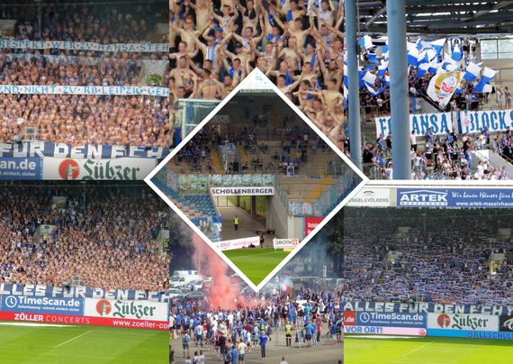 Hansa-Fans mit organisiertem Support von zwei Seiten
