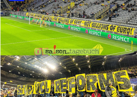 Protestplakat der BVB-Fans vor Anpfiff abgehangen